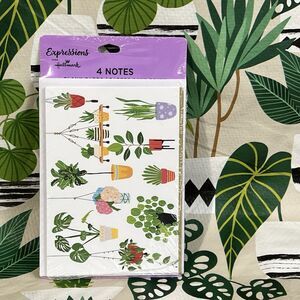 Hallmark Expressions Potted Plants Blank Note Cards Set of 4 Cards & Envelopes
